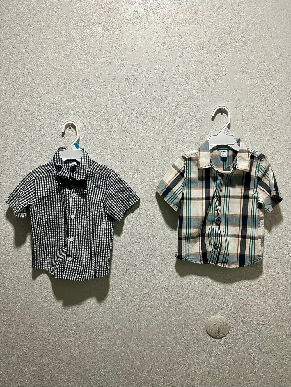 Old Navy Short-Sleeve Button-Up Shirts- Navy & Teal Plaid Set